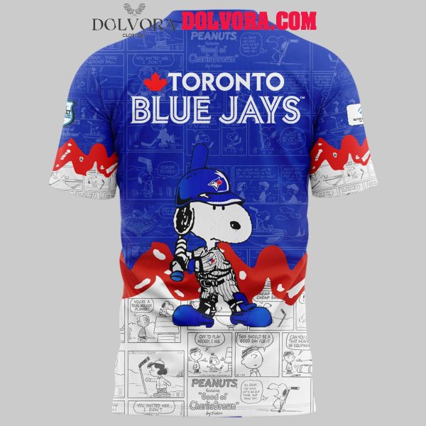 Toronto Blue Jays Snoopy Anniversary Happiness Is 75 Years Of Peanuts Hoodie T-Shirt