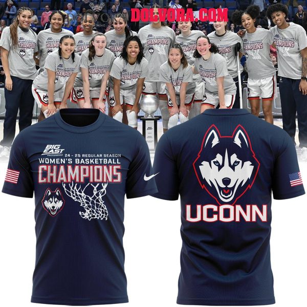 UConn Huskies 2025 Big East Regular Season Champions Celebrating Hoodie T-Shirt