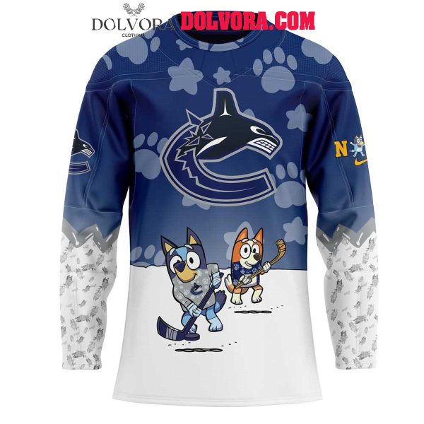 Vancouver Canucks Bluey And Bingo 2025 Anniversary Time Personalized Hockey Jersey