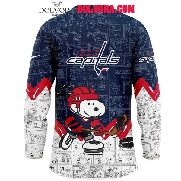 Washington Capitals Anniversary Of Peanuts 2025 Snoopy Hockey Jersey