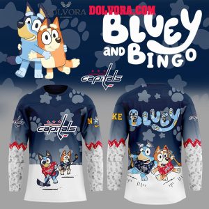 Washington Capitals Bluey And Bingo 2025 Anniversary Time Personalized Hockey Jersey