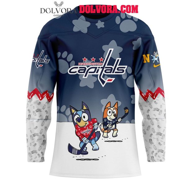 Washington Capitals Bluey And Bingo 2025 Anniversary Time Personalized Hockey Jersey