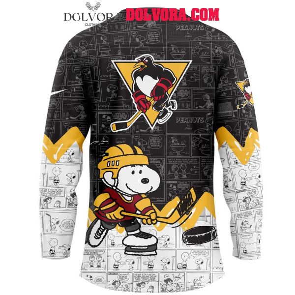 Wilkes-Barre Scranton Penguins Snoopy Time 75th Anniversary Of Peanuts Hockey Jersey