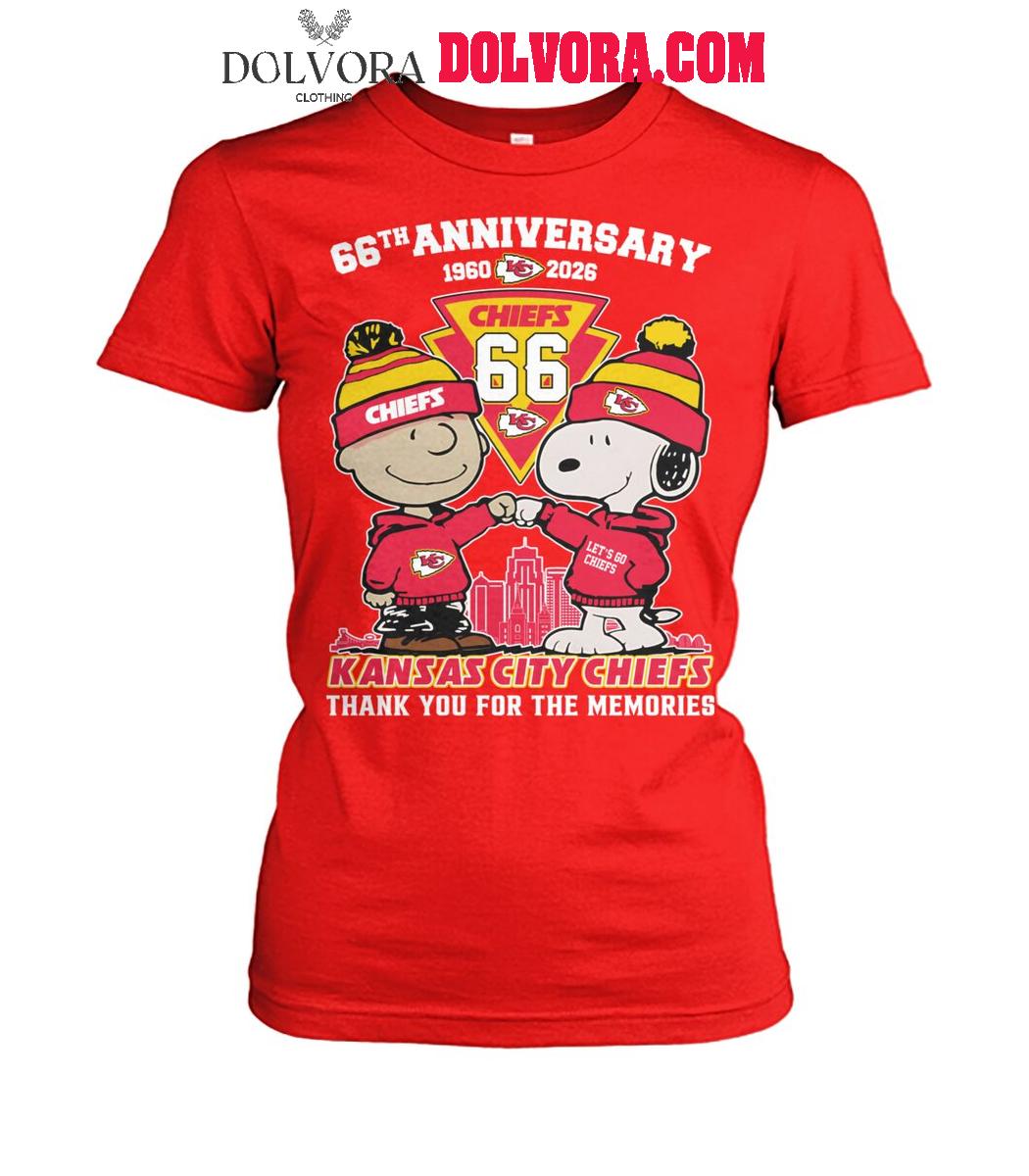 Kansas City Chiefs Peanuts 1960-2026 Thank You For 66 Years Of Memories T-Shirt Kansas City Chiefs Peanuts 1960-2026 Thank You For 66 Years Of Memories T-Shirt