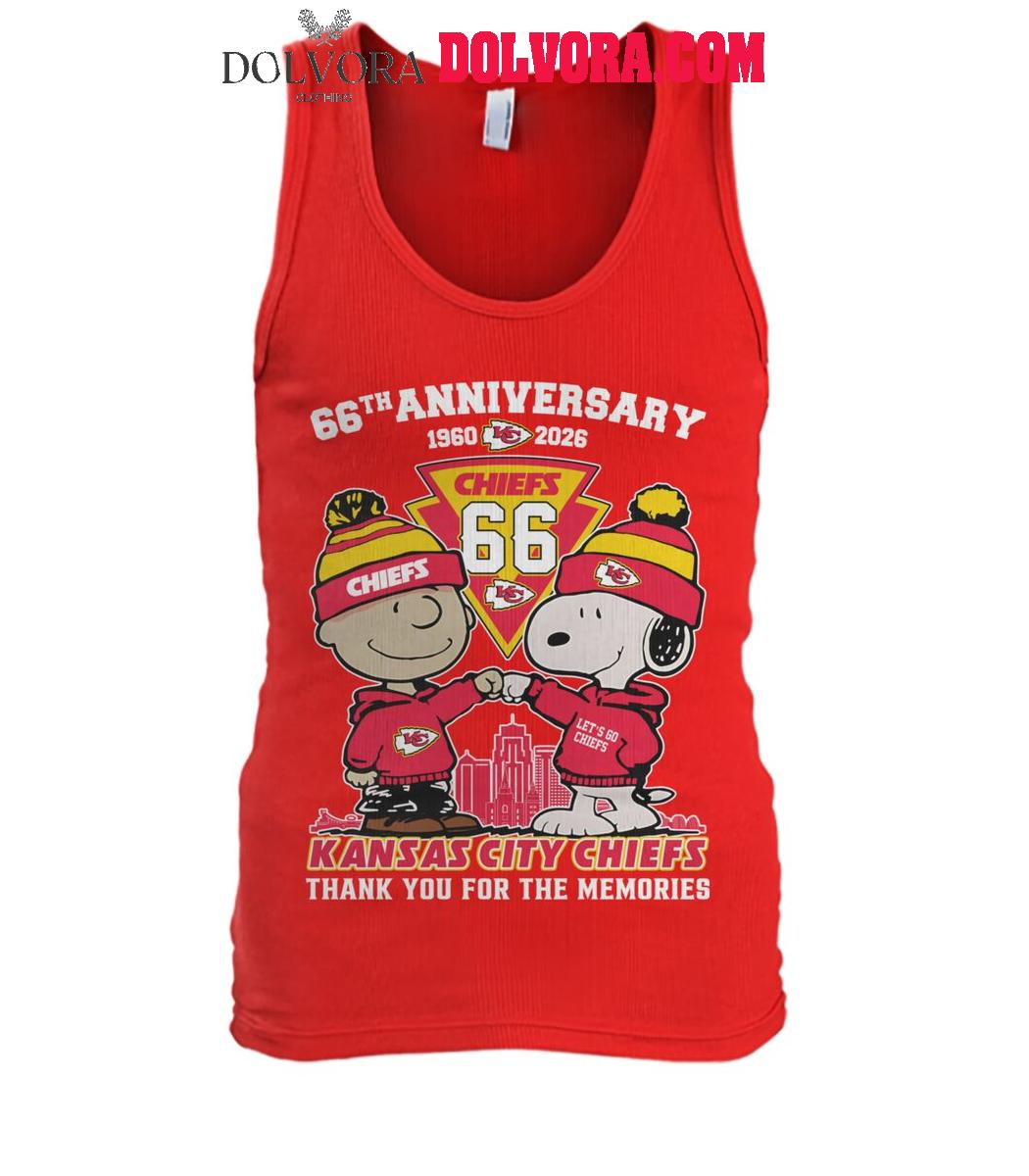 Kansas City Chiefs Peanuts 1960-2026 Thank You For 66 Years Of Memories T-Shirt Kansas City Chiefs Peanuts 1960-2026 Thank You For 66 Years Of Memories T-Shirt
