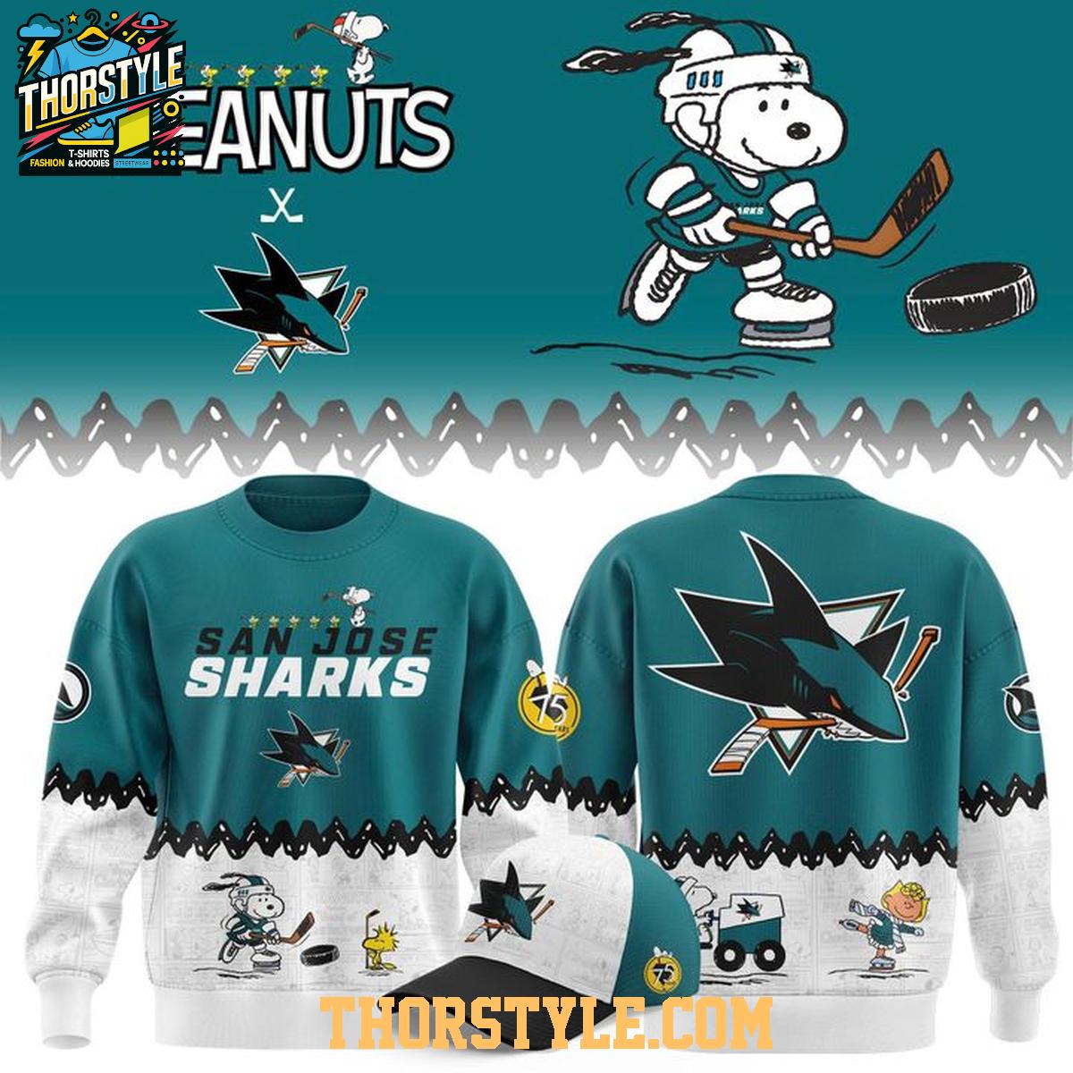 San Jose Sharks Peanuts Night New Year 2026 Hoodie T-Shirt San Jose Sharks Peanuts Night New Year 2026 Hoodie T-Shirt