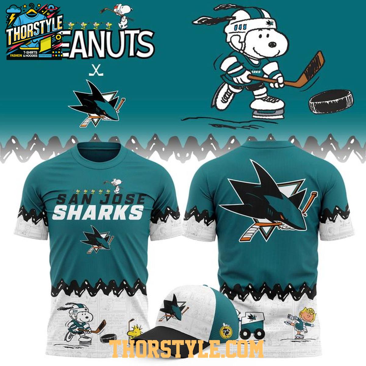 San Jose Sharks Peanuts Night New Year 2026 Hoodie T-Shirt San Jose Sharks Peanuts Night New Year 2026 Hoodie T-Shirt